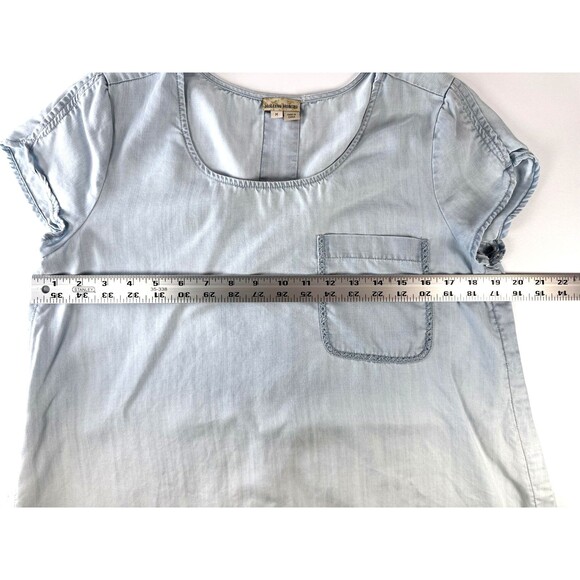 Anthropologie Holding Horses Top Women Medium Blue Tencel Chambray Pocket Blouse - Picture 8 of 11